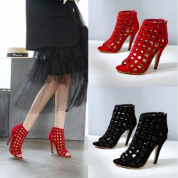 Peep toe fishnet pumps - with a back zipper