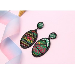 Bohemian style - oval pendant - drop earrings