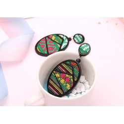 Bohemian style - oval pendant - drop earrings