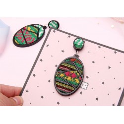 Bohemian style - oval pendant - drop earrings