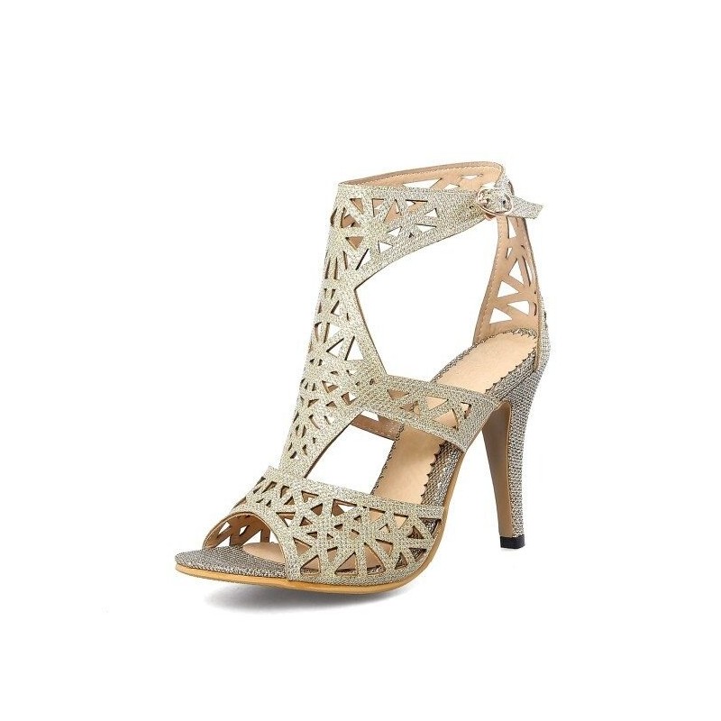 Sexy hollow pumps - high heel sandals - with an ankle strapHigh heels