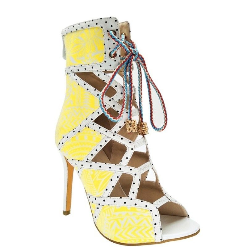 Sexy high heel ankle boots - hollow-out - lace-up - back zipperHigh heels
