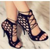 Sexy high heel sandals - lace-up - ankle length - cut-out holesPumps