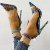 High heel sandals - snake skin design - open toe - with ankle strap