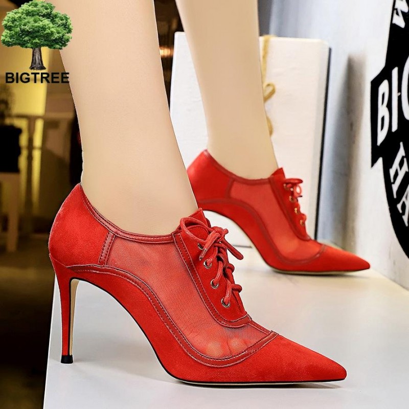Sexy ankle high heels - lace-up - with meshHigh heels