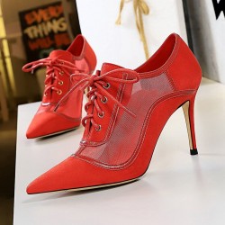 Sexy ankle high heels - lace-up - with meshPumps