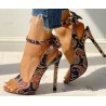 Modern high heel sandals - with an ankle strap - back bow - colorful designSandals