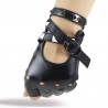 Halv finger läderhandskar - med riveter & spänne - Rock / Punk stil