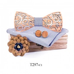 Wooden necktie set - with cufflinks / handkerchief