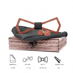 Cufflinks - bow tie - handkerchief - neckband strap - vintage wooden setBows & ties