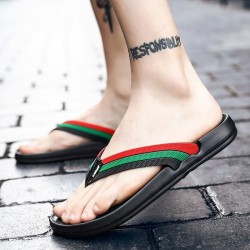 Leather slippers - flip flops - striped design