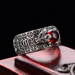 Tibetan six words proverb - ring - adjustable - 925 sterling silverRings
