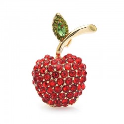 Red cherry brooch - rhinestone