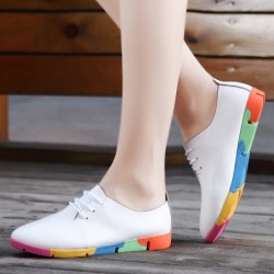 Flat shoes with rainbow sole - with laces - genuine leatherBoots