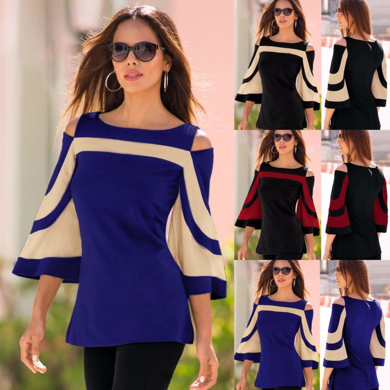 Off-shoulder blus - lång ärm tunic