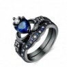 Blue emerald gems - couple ring set - male - female