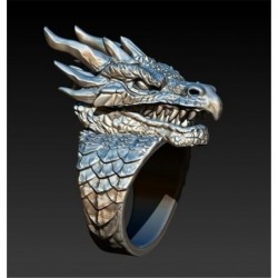 Stainless steel ring with a dragon head - Punk / Gothic styleRings