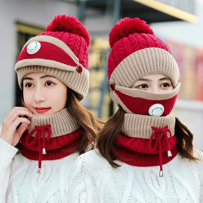 2 in 1 - knitted beanie / mask - warm protective gear