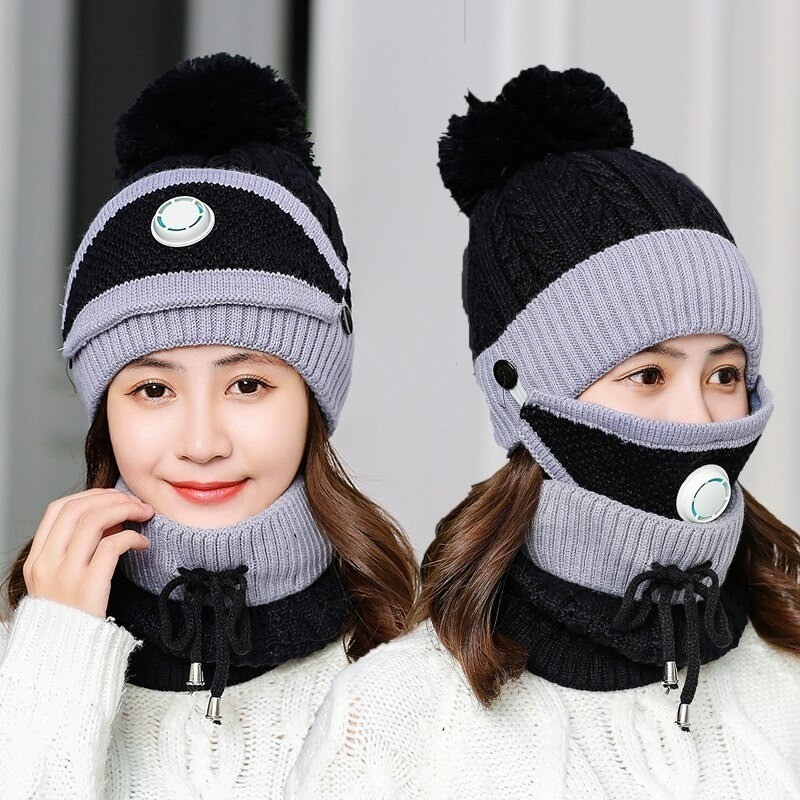 2 in 1 - knitted beanie / mask - warm protective gear