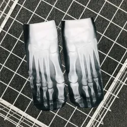 Cotton short socks - skeleton foot x-ray bones - designer breathable soft ankle socks - halloween Gifts