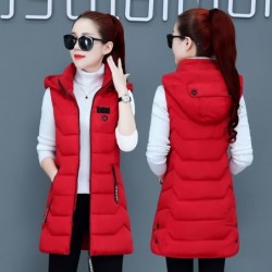 Fab - winter sleeveless long vest coat - hooded