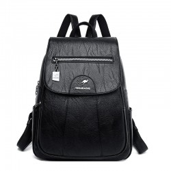 Leather backpack - with hand strap / front zipper