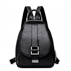 Leather backpack - with metal lock strap