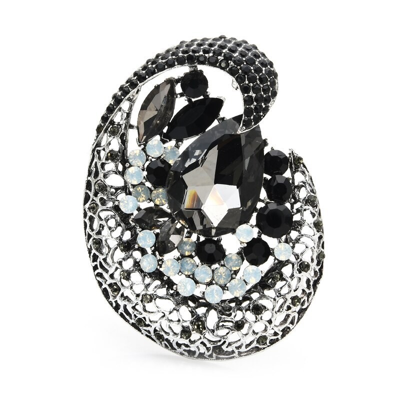 Big crystal flower - geometric broochBrooches