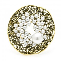 Vintage pearl flower - round broochBrooches