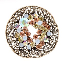 Vintage round brooch - with crystalsBrooches