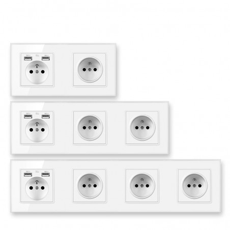 Electrical wall power socket usb - crystal glass  - french design