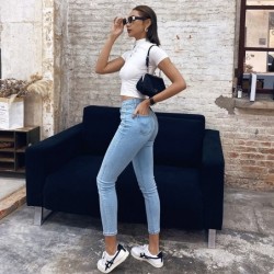 Stretch high waist jeans for women - 2021 - new skinny slim washed denim - waist lifting