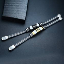 Stylish men's bracelet - stainless steel / mesh / siliconeBracelets