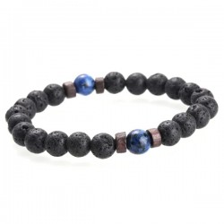 Mens natural moonstone bead bracelet - lava stone - gift