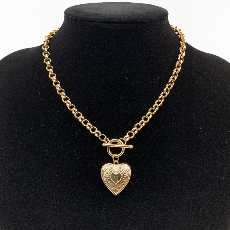 Necklace with a heart-shaped pendant - openable - gold / silverNecklaces