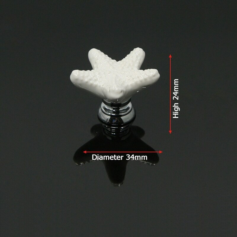 Starfish shaped knob - ceramic - cupboard / cabinets / handles