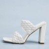 Fashionable sandals - thick heel - weaved leather designSandals