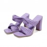 Fashionable sandals - thick heel - weaved leather designSandals