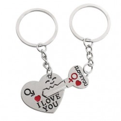 I Love You - hjärta & nyckelring av nyckelmetall - 2 stycken