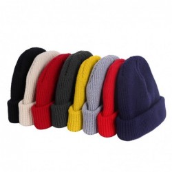 Knitted warm hat - short - ribbed - unisexHats & Caps