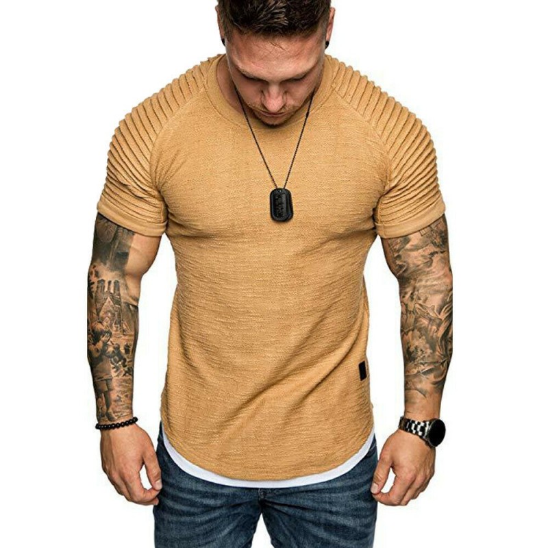 Short sleeve t-shirt - trendy wrinkled design - slim fitT-shirts