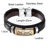Vintage cross bracelet - stainless steel / leather - with metal claspBracelets