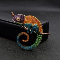 Chameleon brooch - with crystal decorations