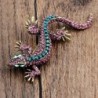 Vintage brooch for women - lizard - with crystal decorations
