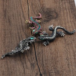 Vintage brooch for women - lizard - with crystal decorations