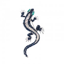 Navy crystal lizard - broochBrooches