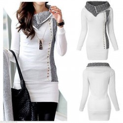 White long sleeve sweater - with knitted collar