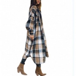 Vintage plaid long jacket - shirts for women - casual wear - autumn fashion 2021
