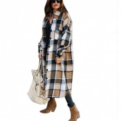 Vintage plaid long jacket - shirts for women - casual wear - autumn fashion 2021