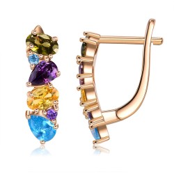 CZ stone stud earrings - with crystal decorations